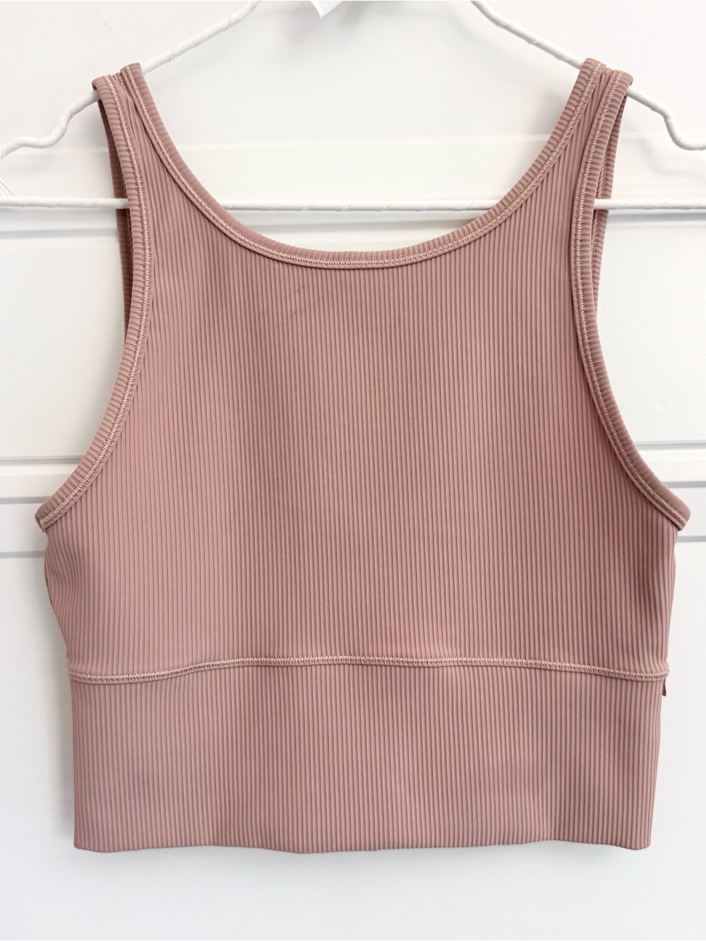 Lululemon Ribbed Cropped Tank Top with V Back Tan/Blush, Size 6
